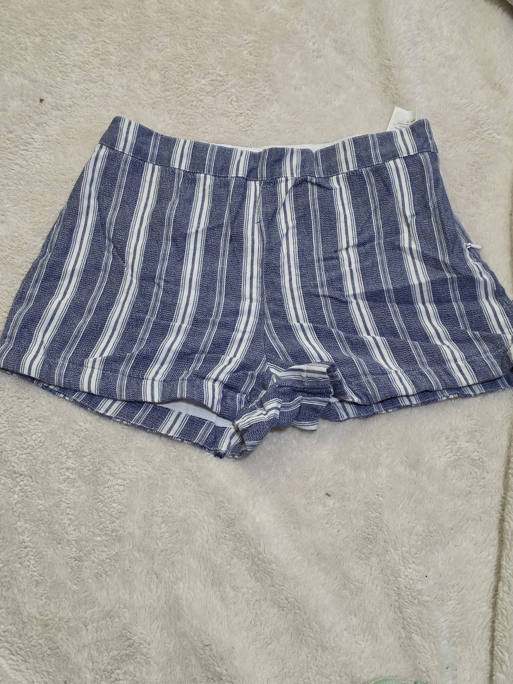 .Hollister Blue and White Vertical-Striped Bermuda Shorts